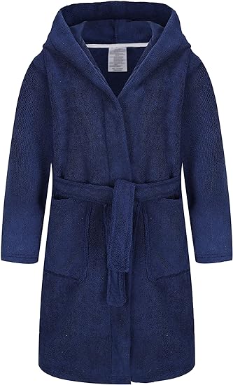 Navy Kids Soft Towel Hooded Robe Cotton - Give Wink