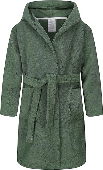 Green Kids Soft Towel Hooded Robe Cotton - Give Wink