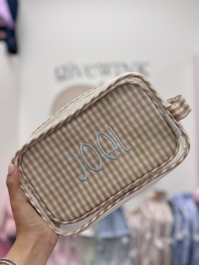 Personalized Beige Clear Duo Pouch - Give Wink