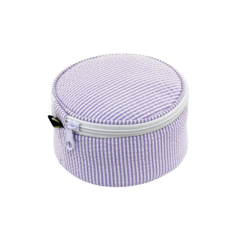 Personalized Seersucker Lilac Round Multi Purpose Pouch - Give Wink