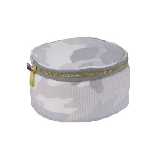 Personalized Seersucker Snow Camo Round Multi Purpose Pouch - Give Wink