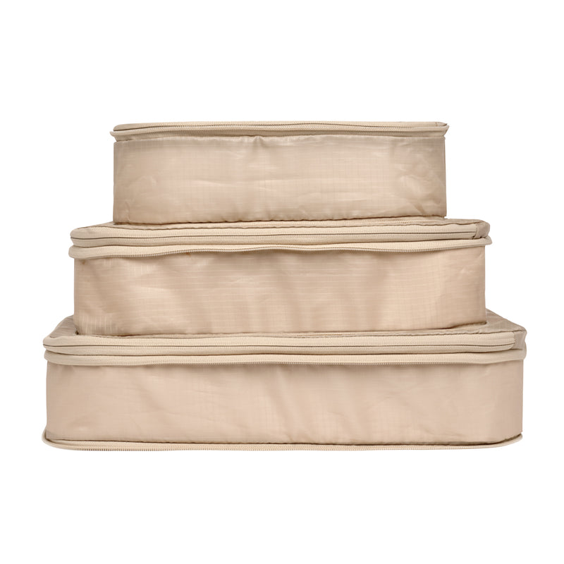 Compression Packing Cubes Set of 3 - Taupe - Give Wink