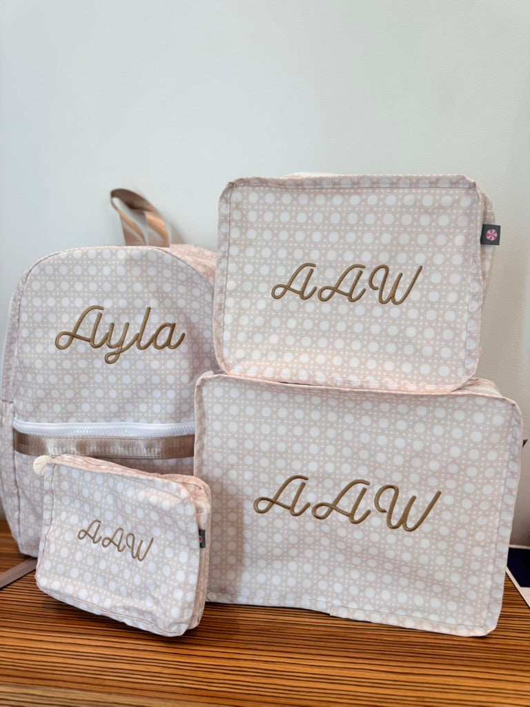 Personalized Glossed Bungalow Beige Small Backpack - Give Wink