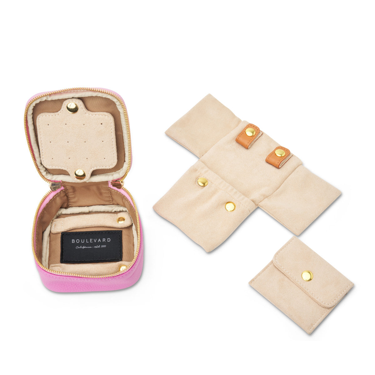 Small Leather Jewelry Case Pink - LE BLING - Give Wink