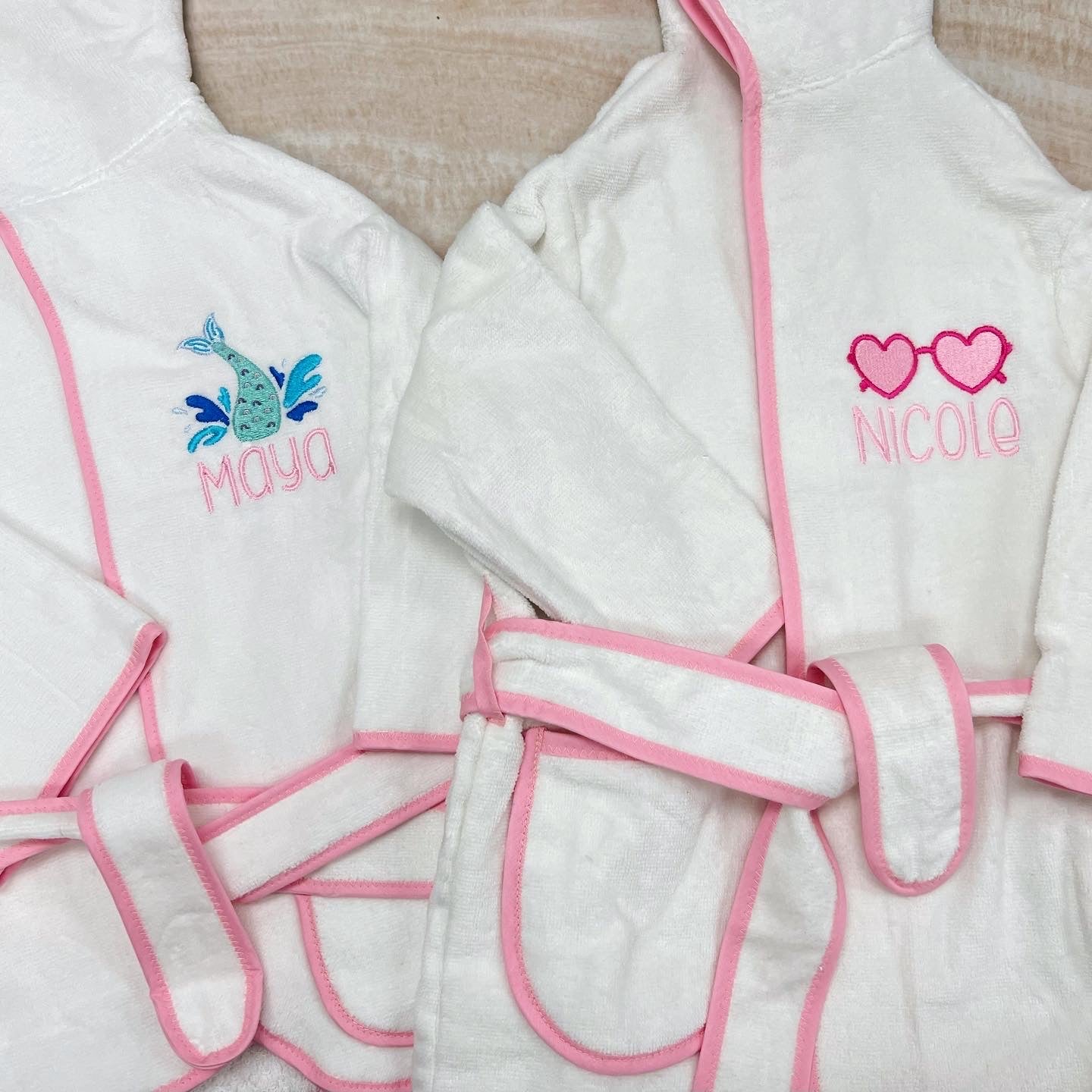 Trim Terry Bath Robe - Pink - Give Wink