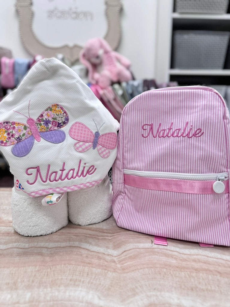 Personalized Baby Girl Floral Butterfly Hooded Towel - Give Wink