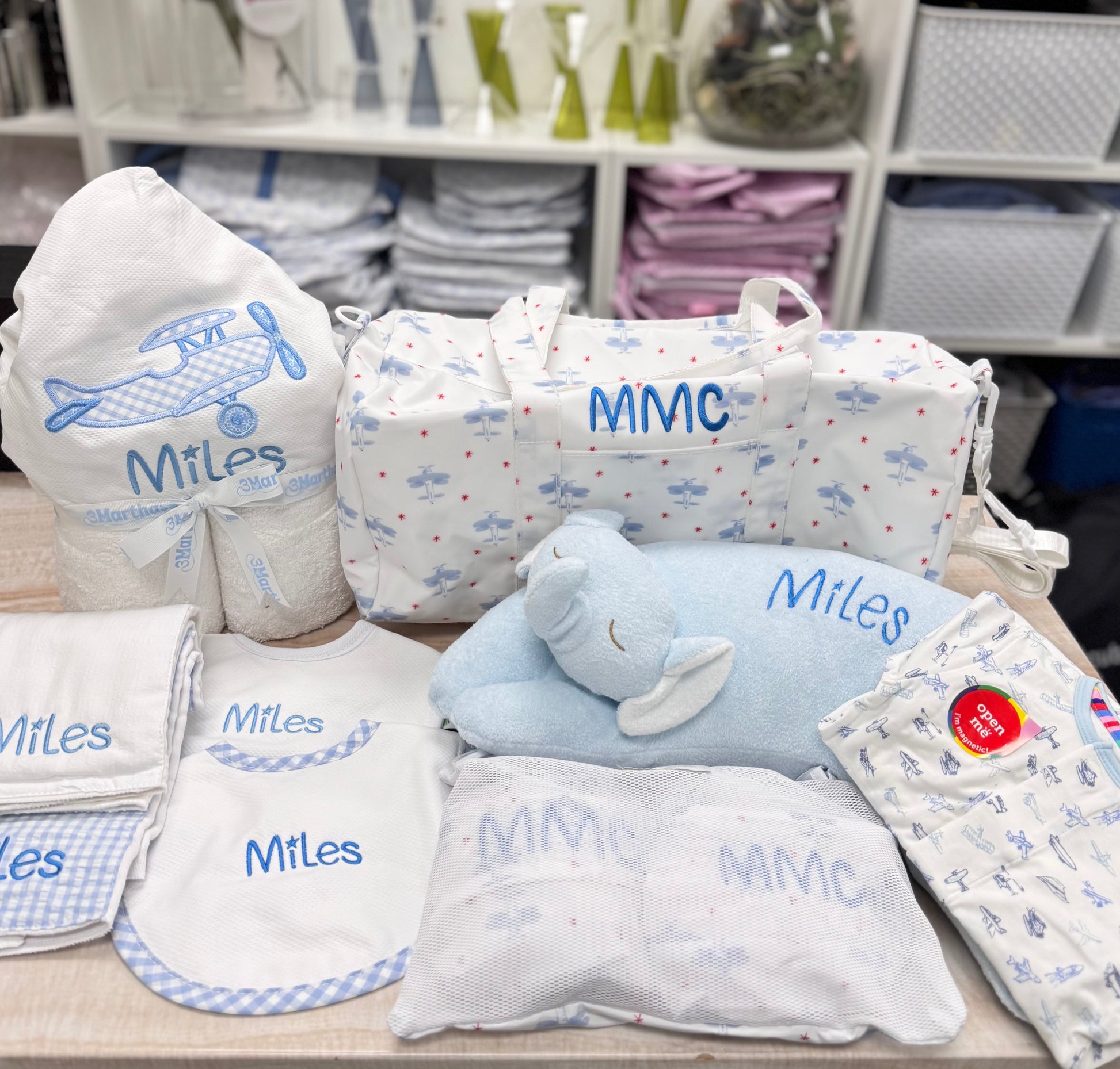 Personalized Baby Boy Blue Plane Hooded Towel - Give Wink