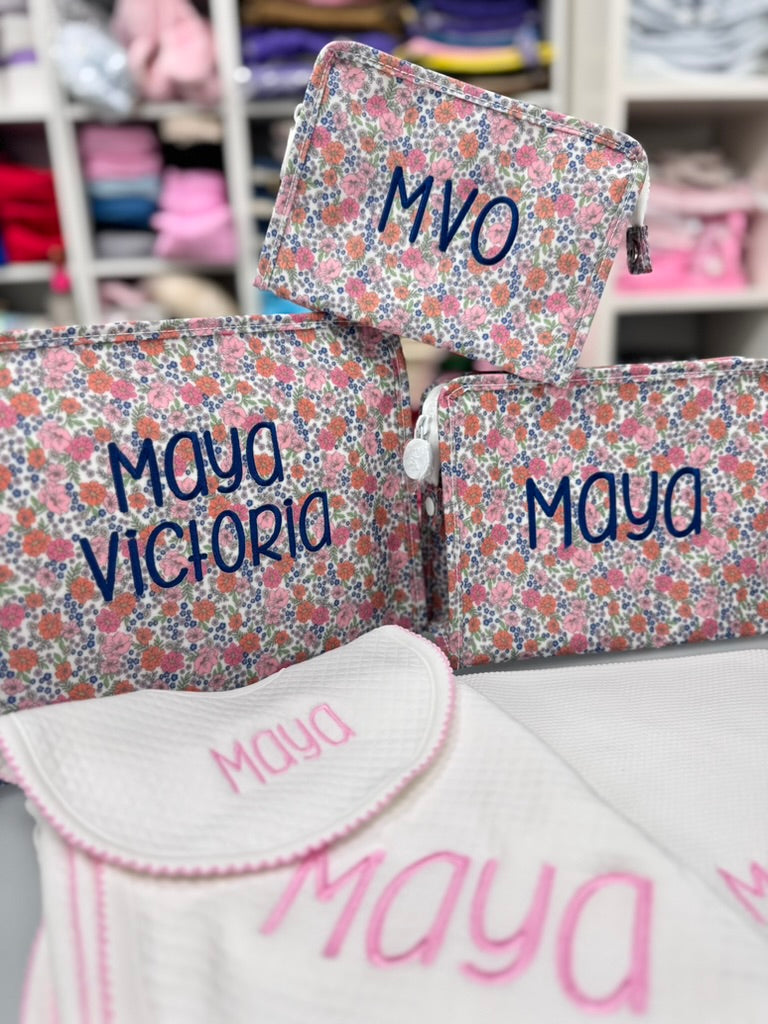 Personalized Nylon Garden Floral Set of 3 Pouches - Give Wink