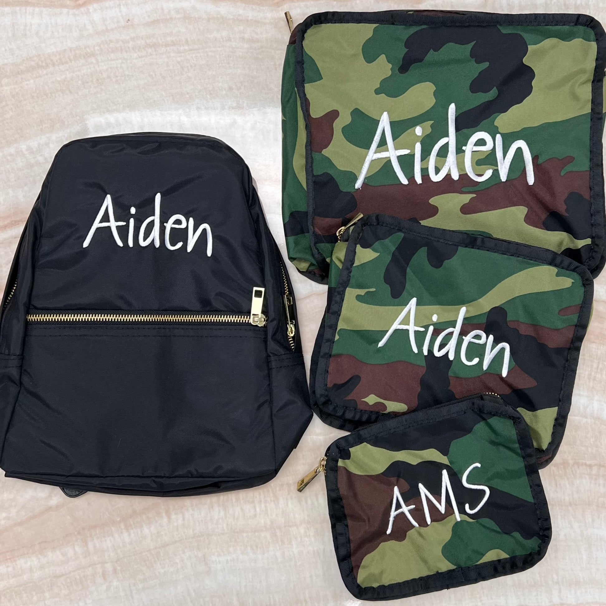 Personalized Seersucker Camo Organizing Trio - Give Wink