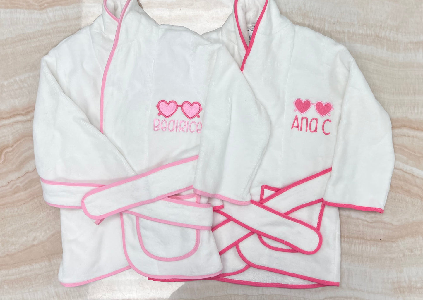Trim Terry Bath Robe - Pink - Give Wink