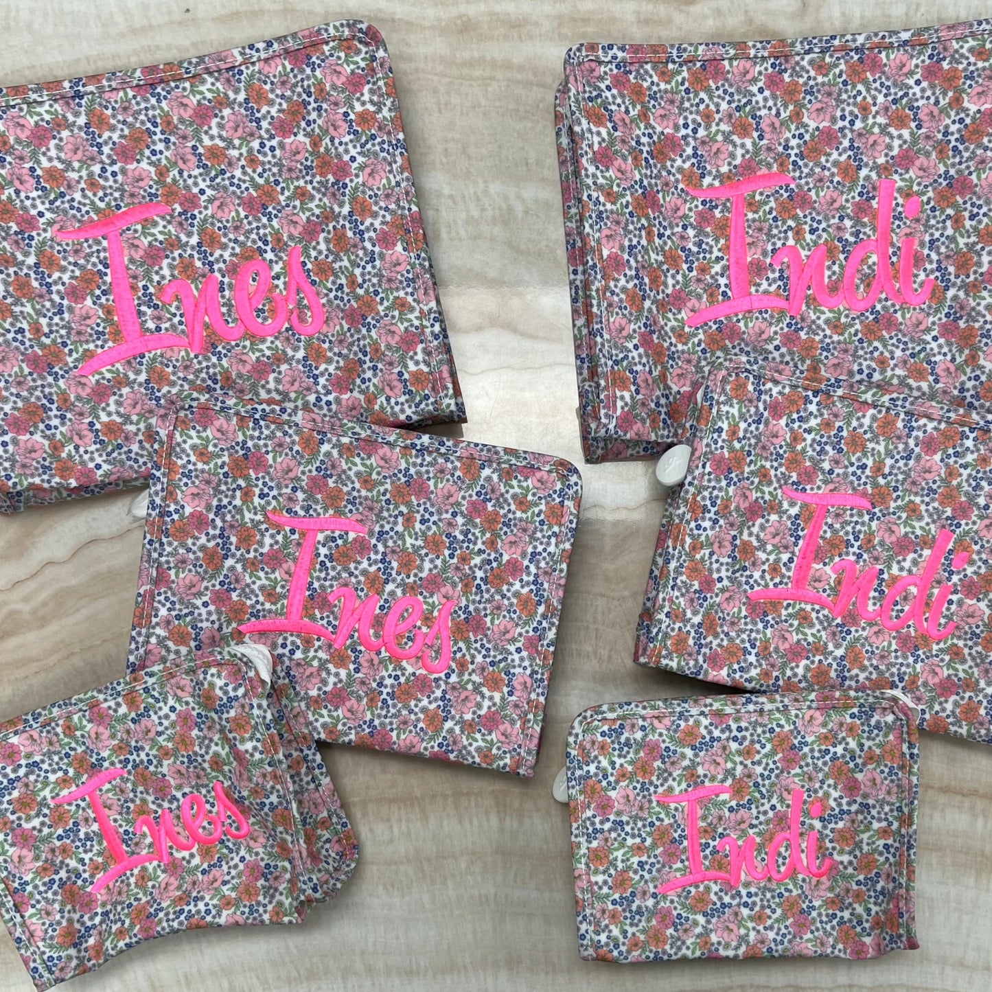 Personalized Nylon Garden Floral Set of 3 Pouches - Give Wink