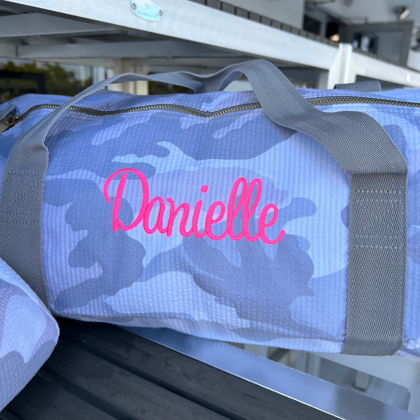 Personalized Seersucker Snow Camo Duffel Bag - Give Wink