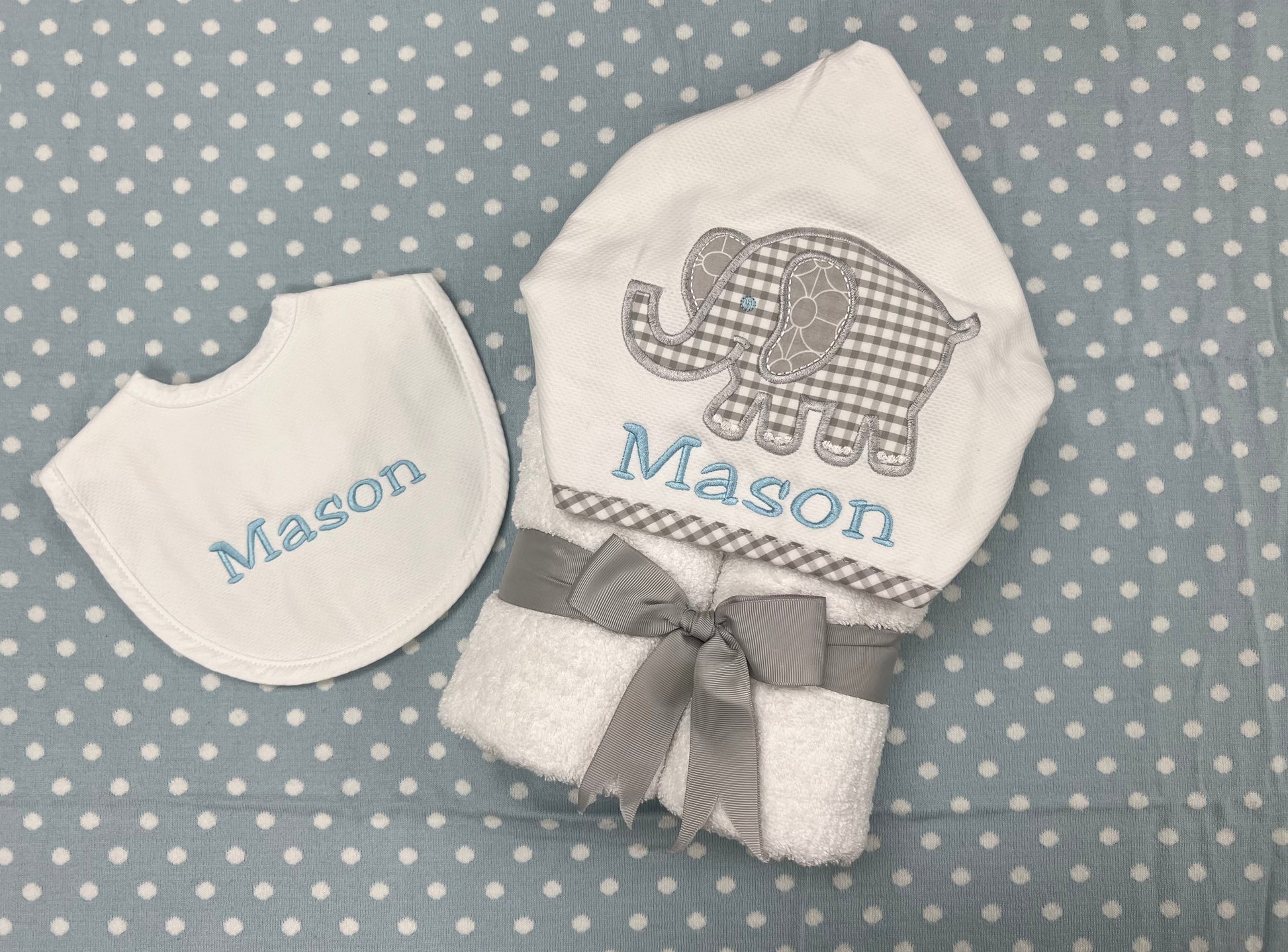 Personalized Elephant Grey Baby Hooded Towel - Give Wink