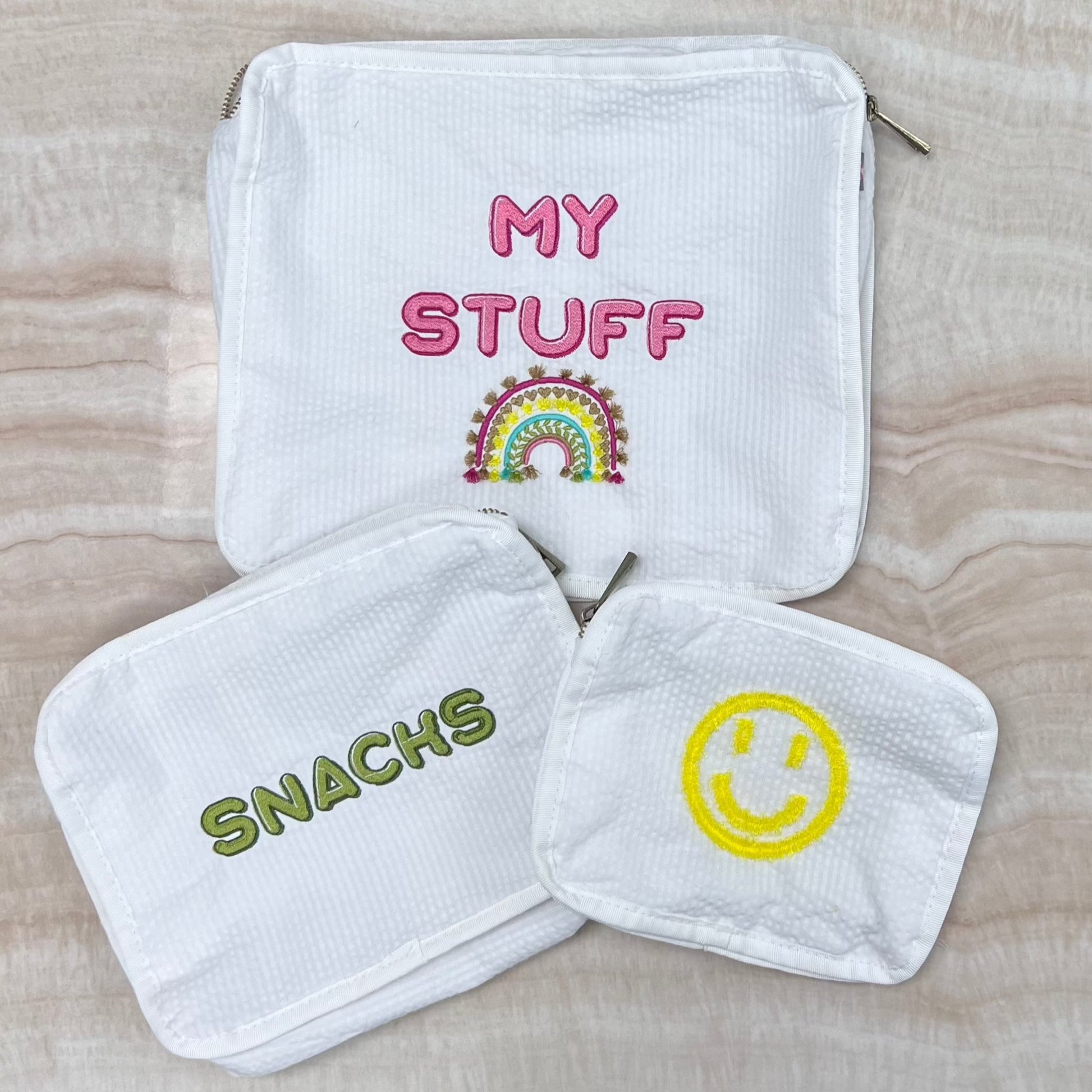 Personalized Eyelet White Organizing Trio - Give Wink