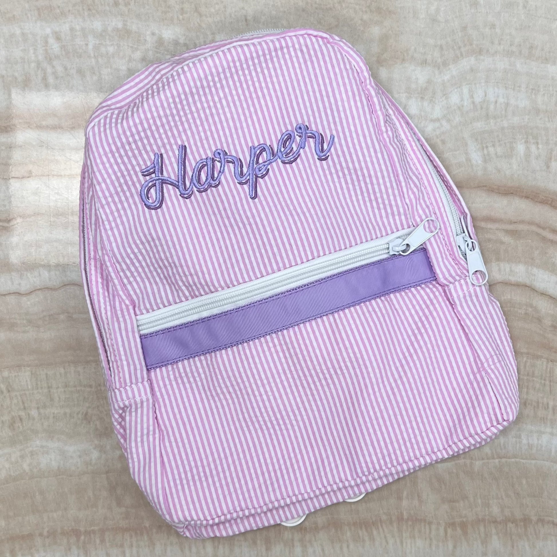 Personalized Seersucker Princess Large Backpack - Give Wink