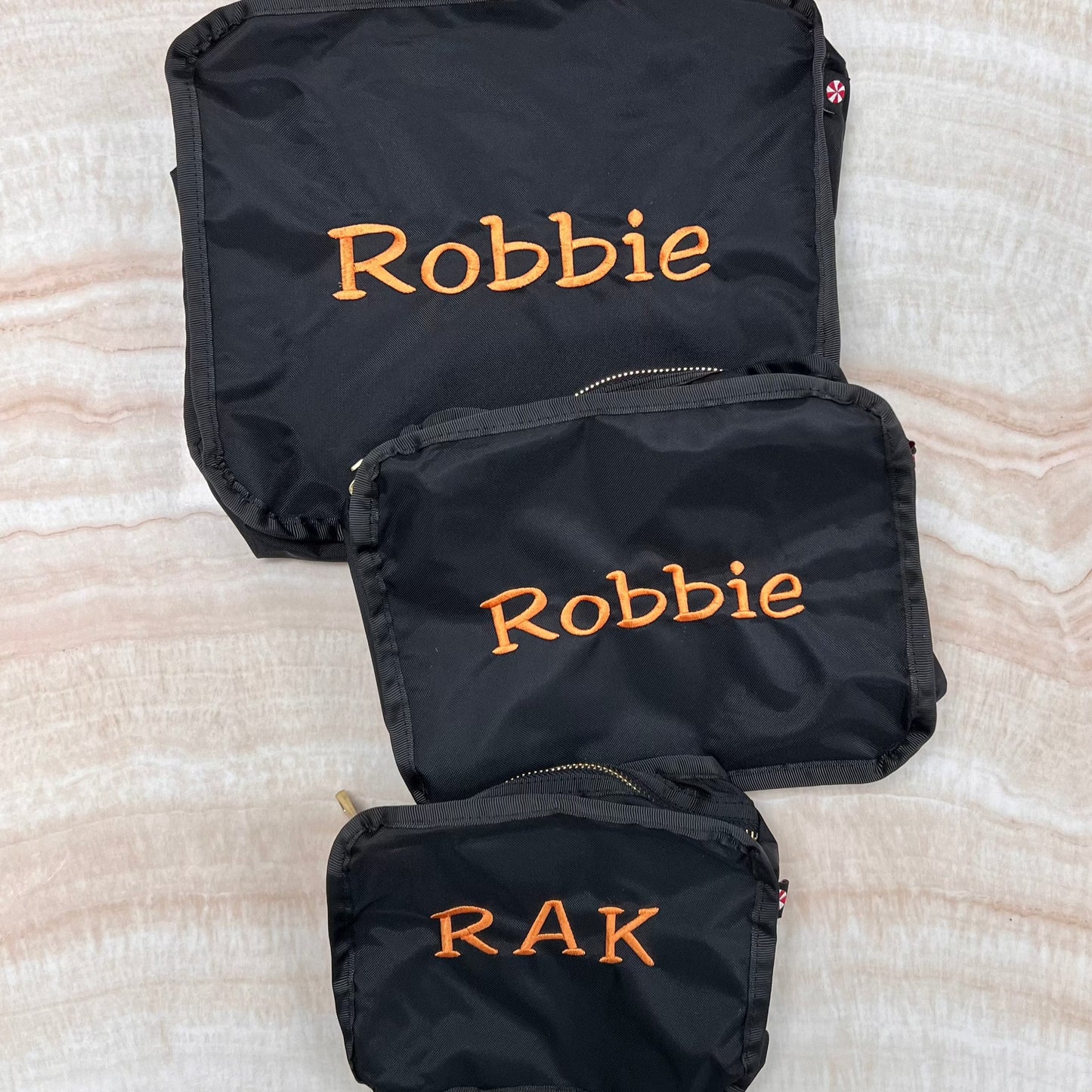 Personalized Nylon Black Brass Organizing Trio - Give Wink