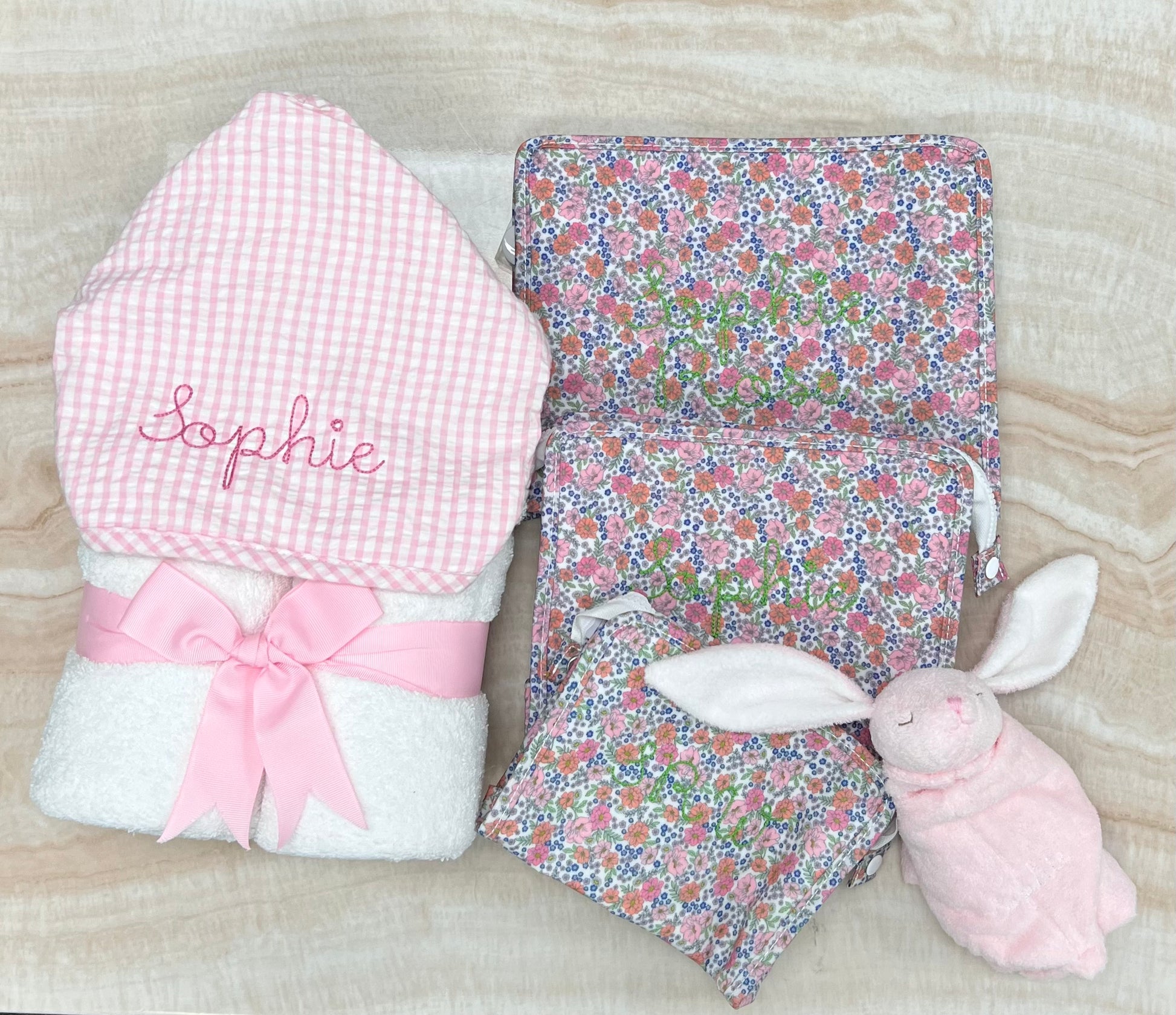Personalized Baby Girl Pink Gingham Hooded Towel - Give Wink