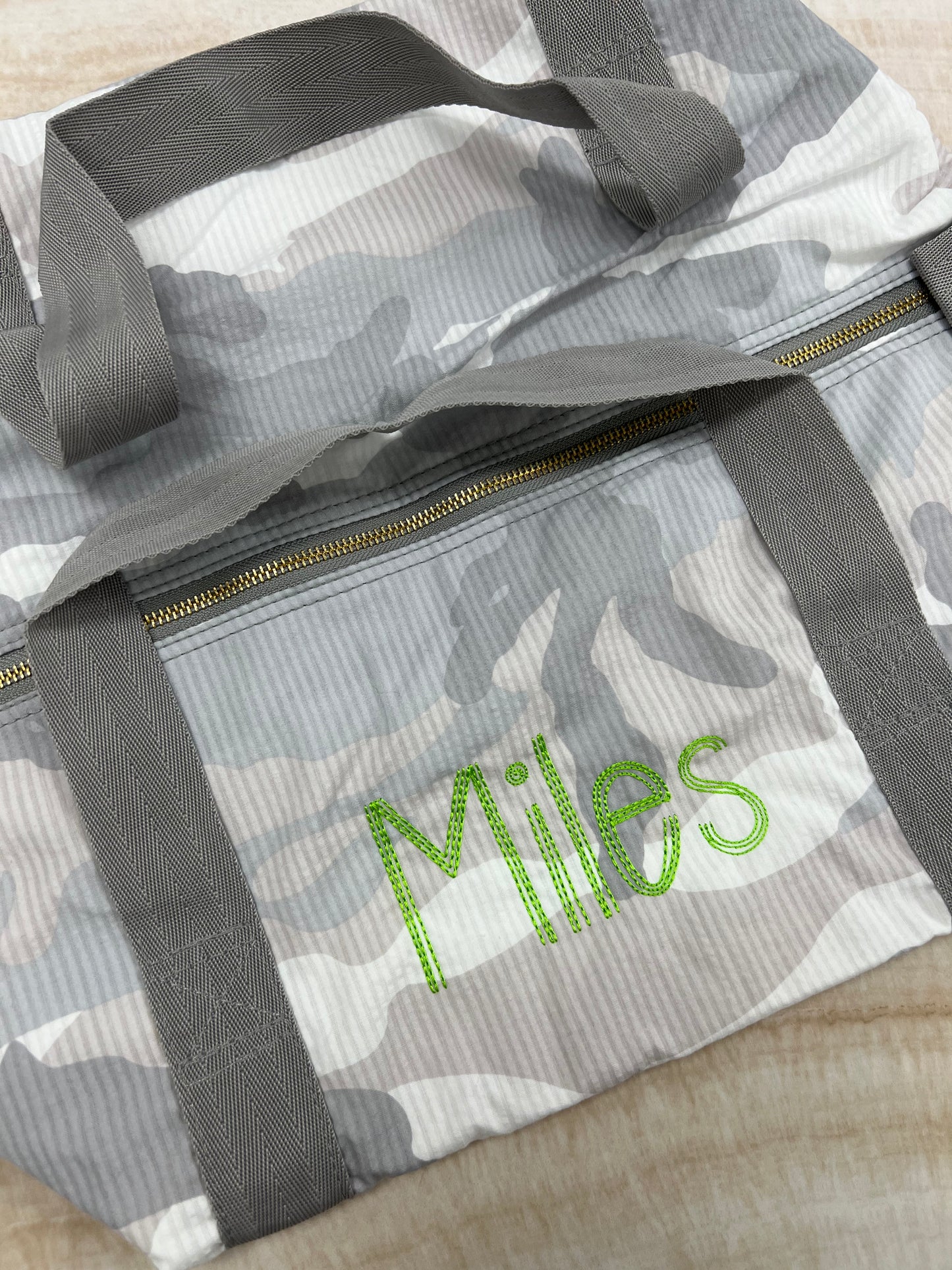 Personalized Seersucker Snow Camo Duffel Bag - Give Wink