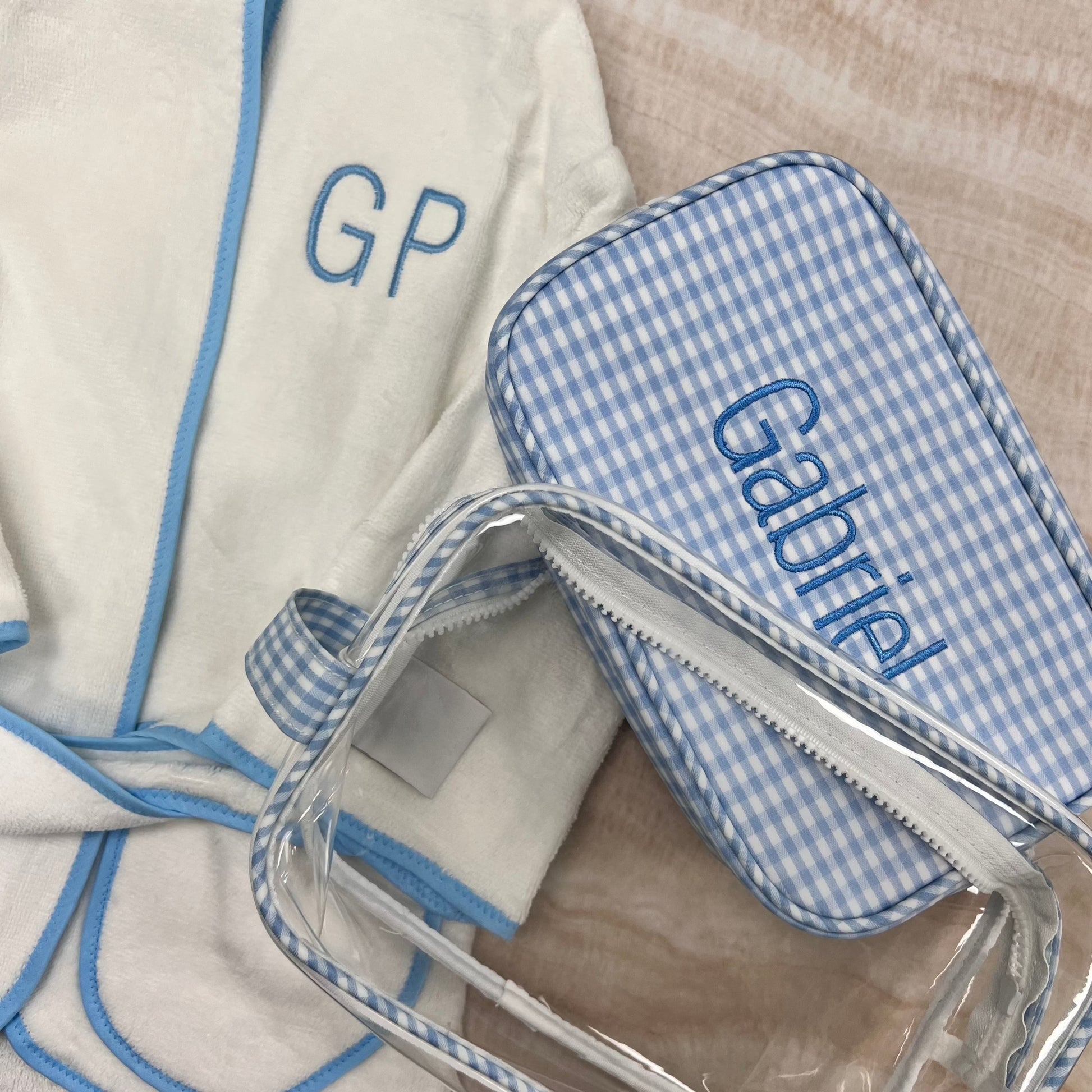 Personalized Gingham Clear Duo Pouch Mist - Give Wink
