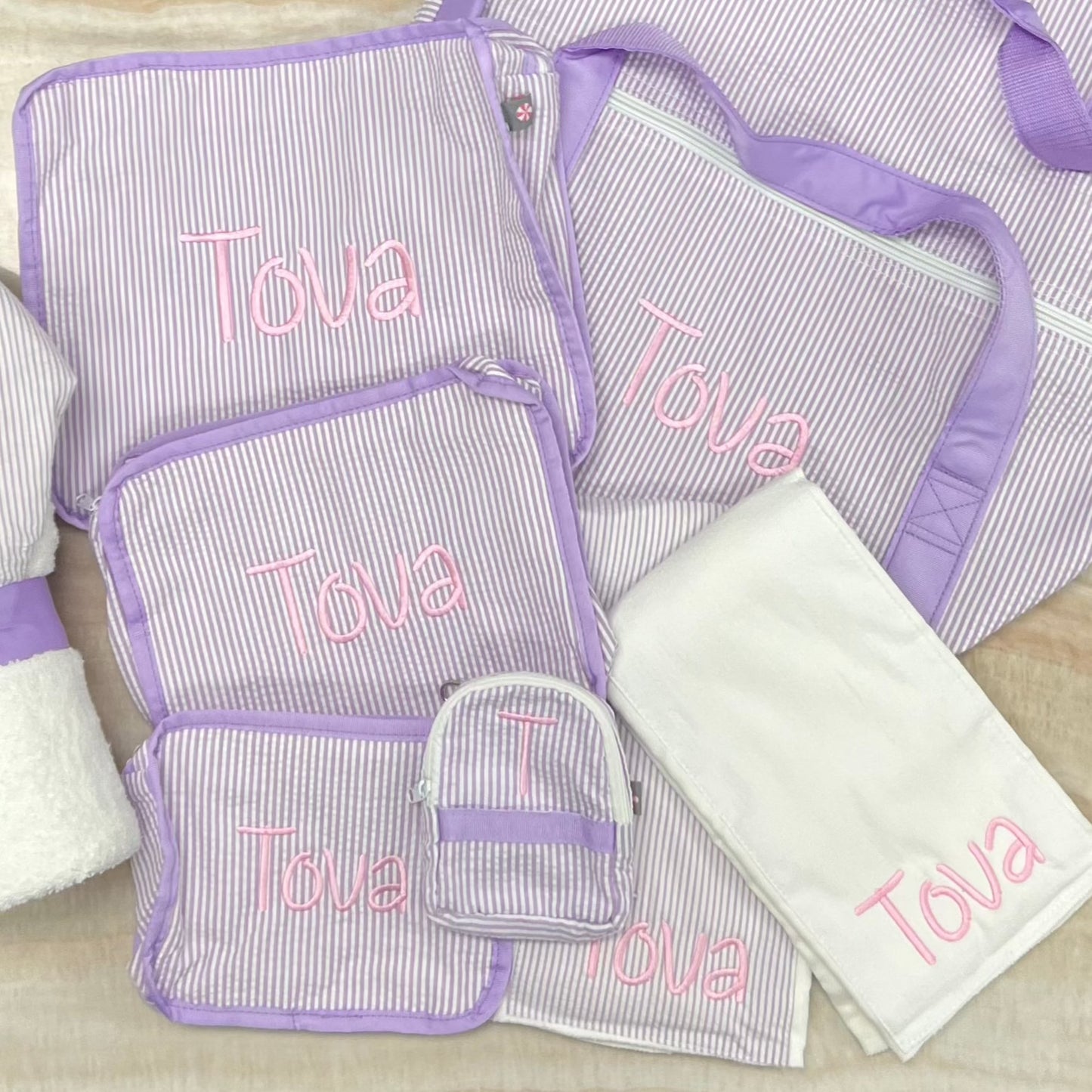 Personalized Seersucker Lilac Teeny Tiny Backpack - Give Wink