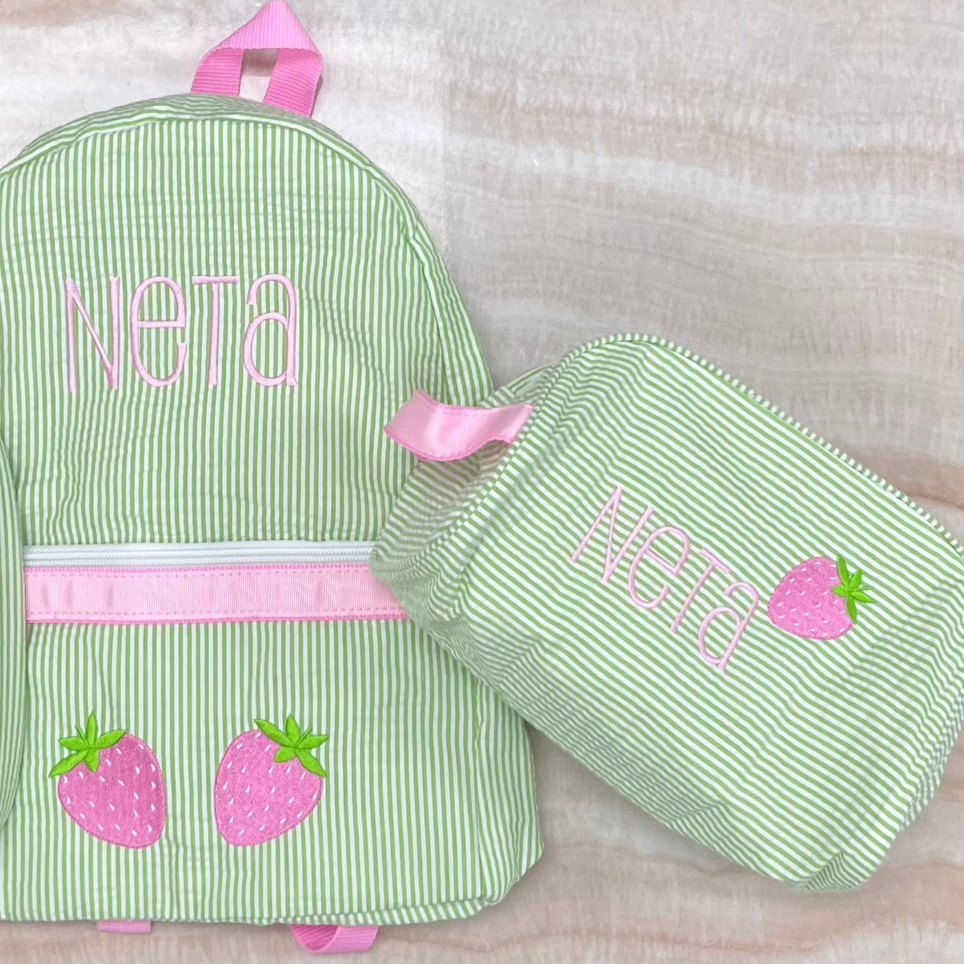 Personalized Seersucker Sweet Traveler Pouch - Give Wink