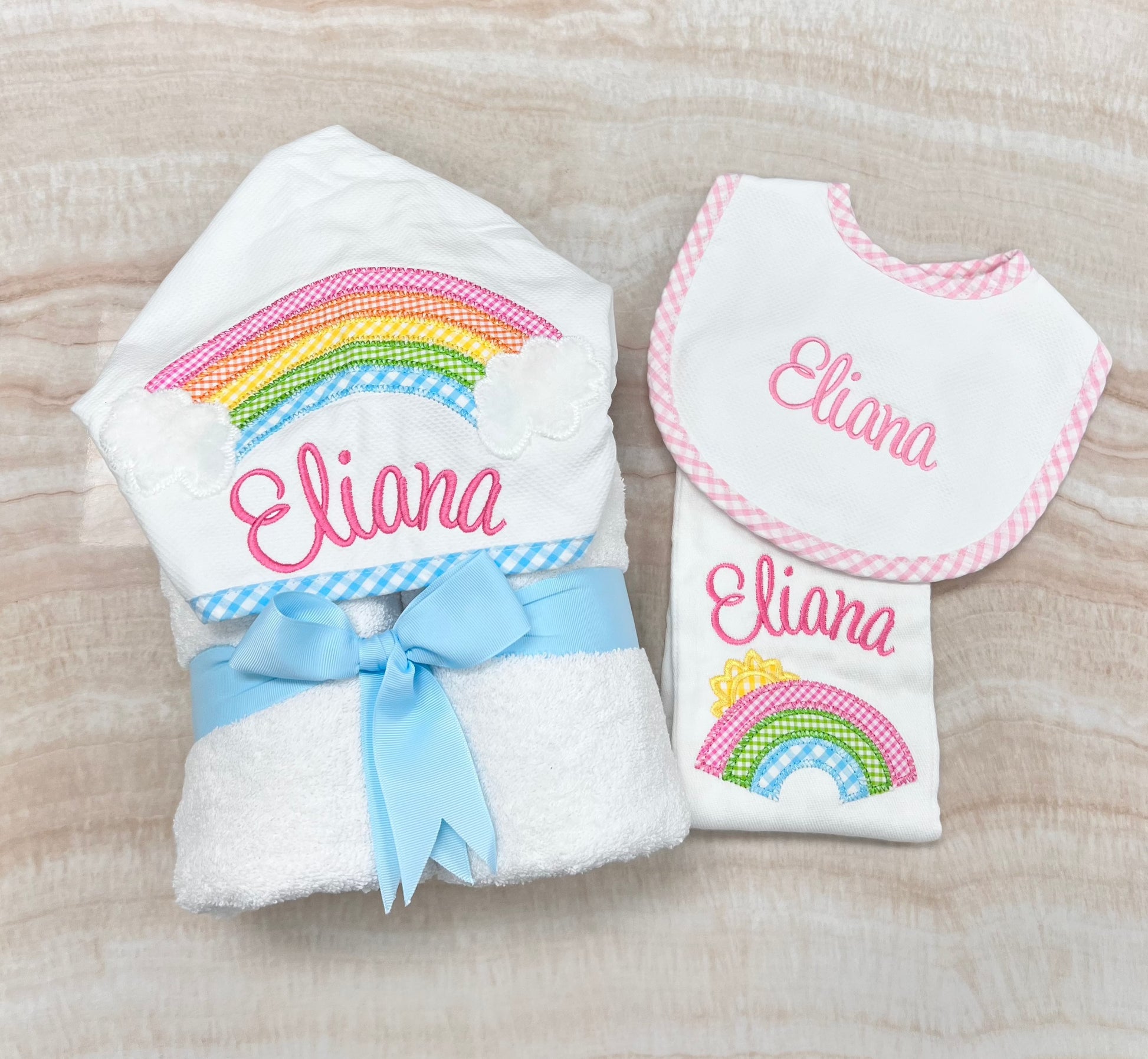 Personalized Baby Girl Rainbow Hooded Towel - Give Wink