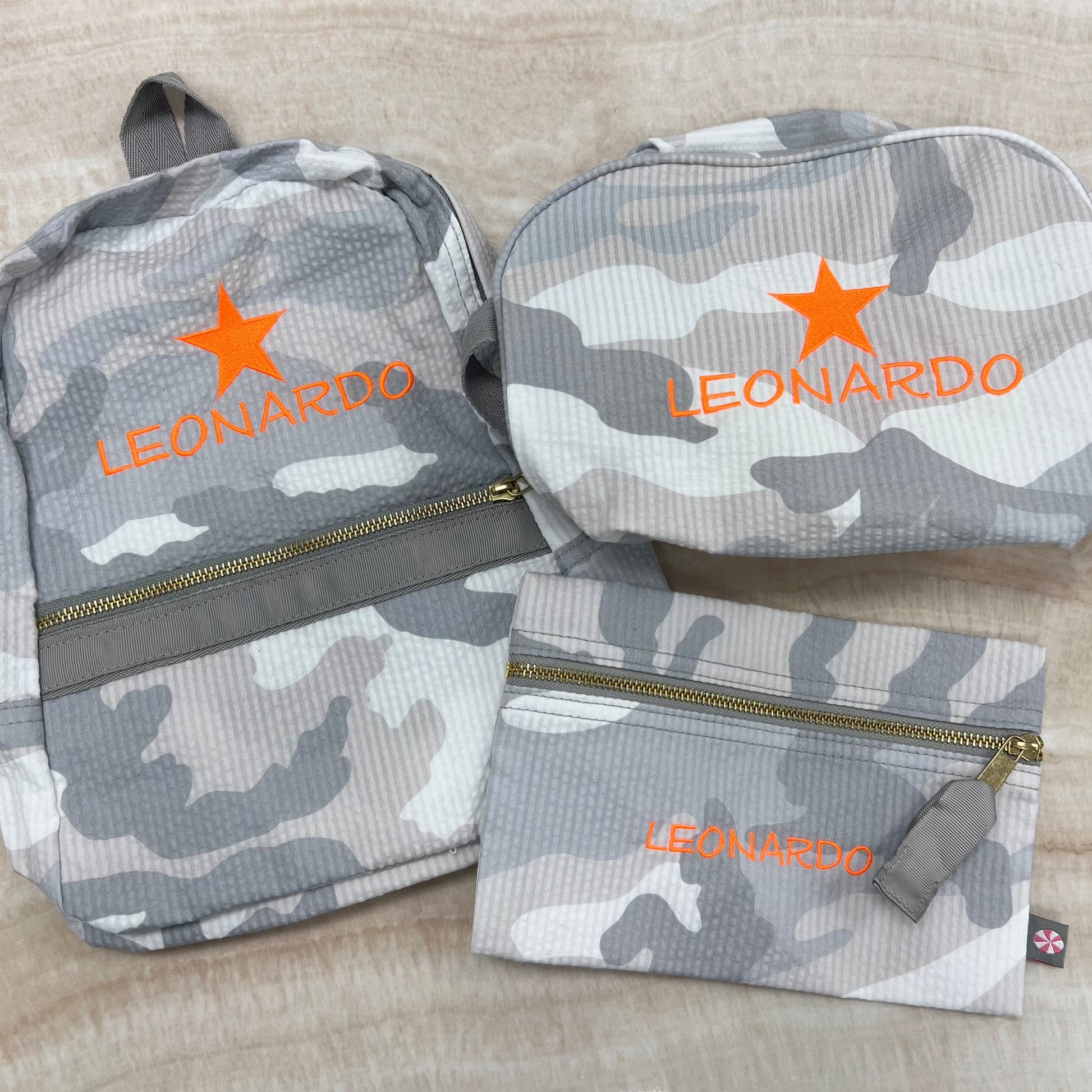 Personalized Seersucker Snow Camo Small Backpack - Give Wink