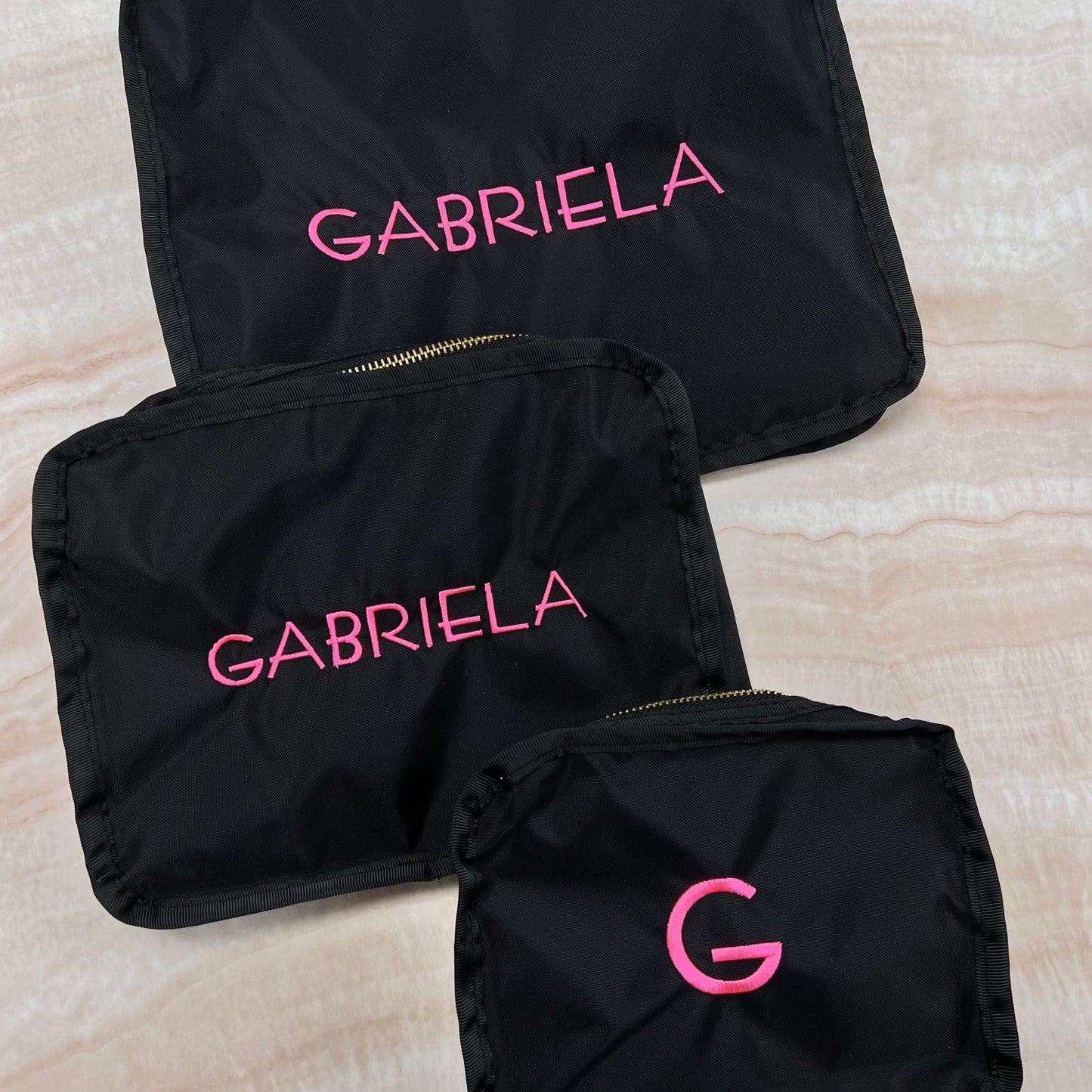 Personalized Nylon Black Brass Organizing Trio - Give Wink