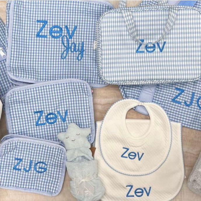 Pima Cotton Bubble Baby Burp Cloth White / Blue - Give Wink