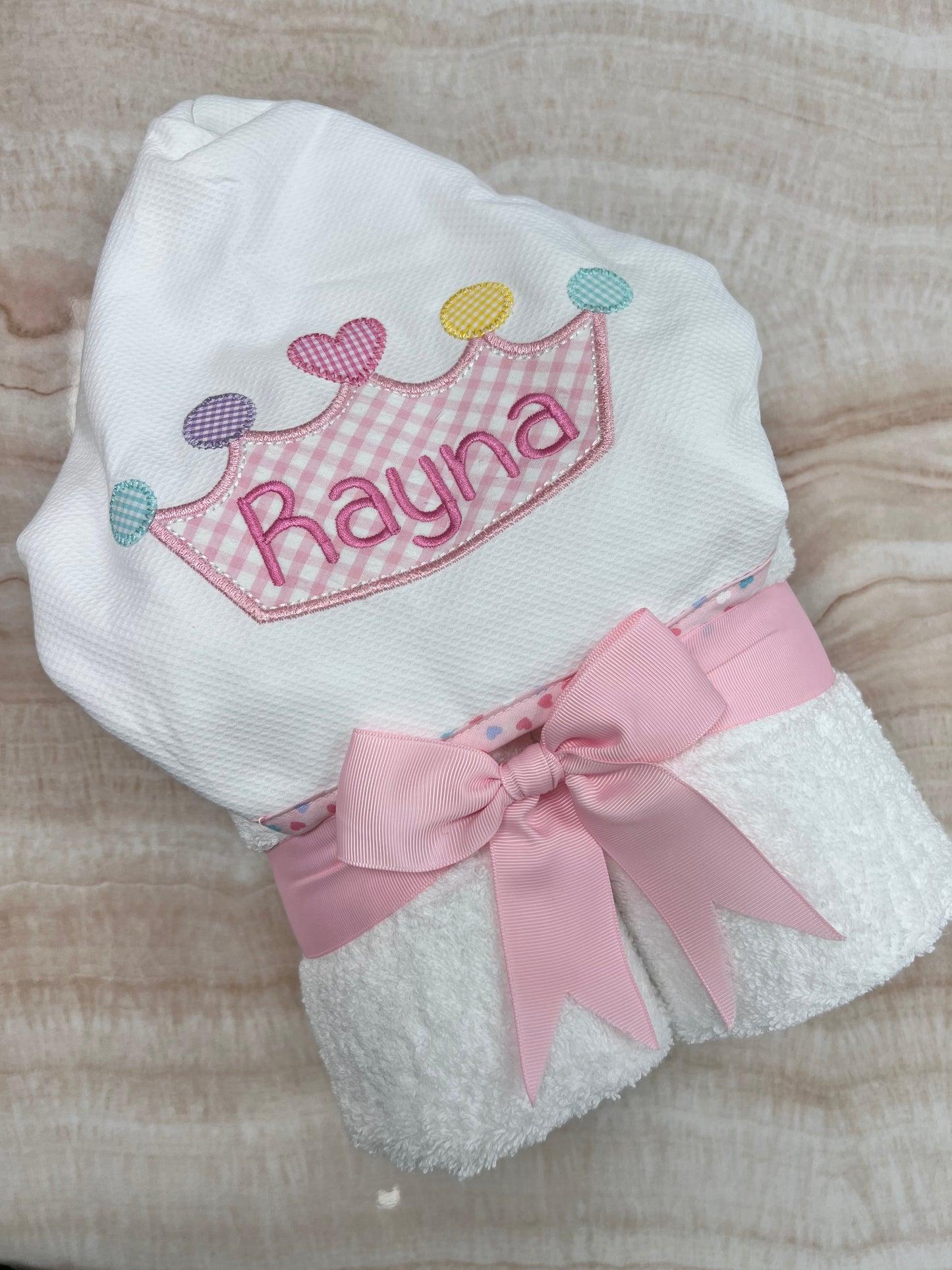 Personalized Baby Girl Pink Princess Hooded Towel - Give Wink