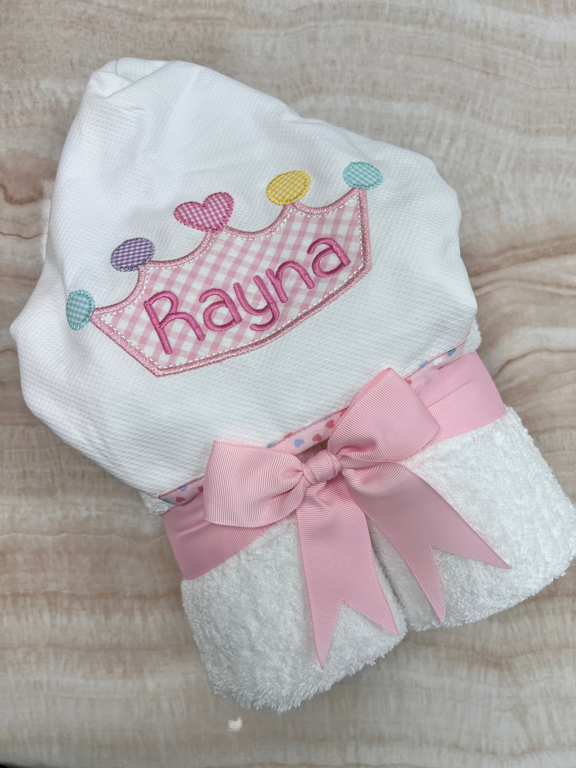 Personalized Baby Girl Pink Princess Hooded Towel - Give Wink