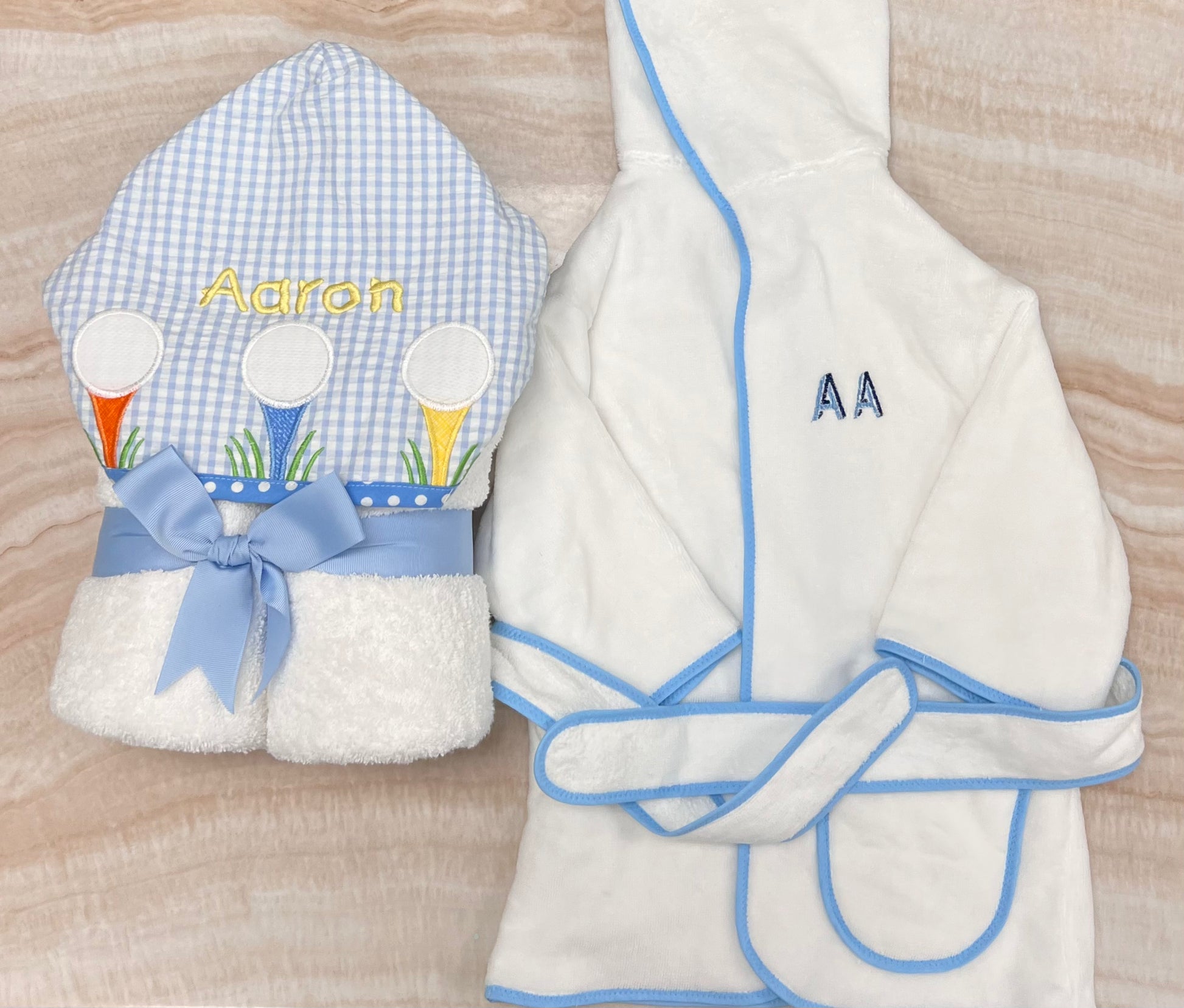 Trim Terry Bath Robe - Baby Blue - Give Wink