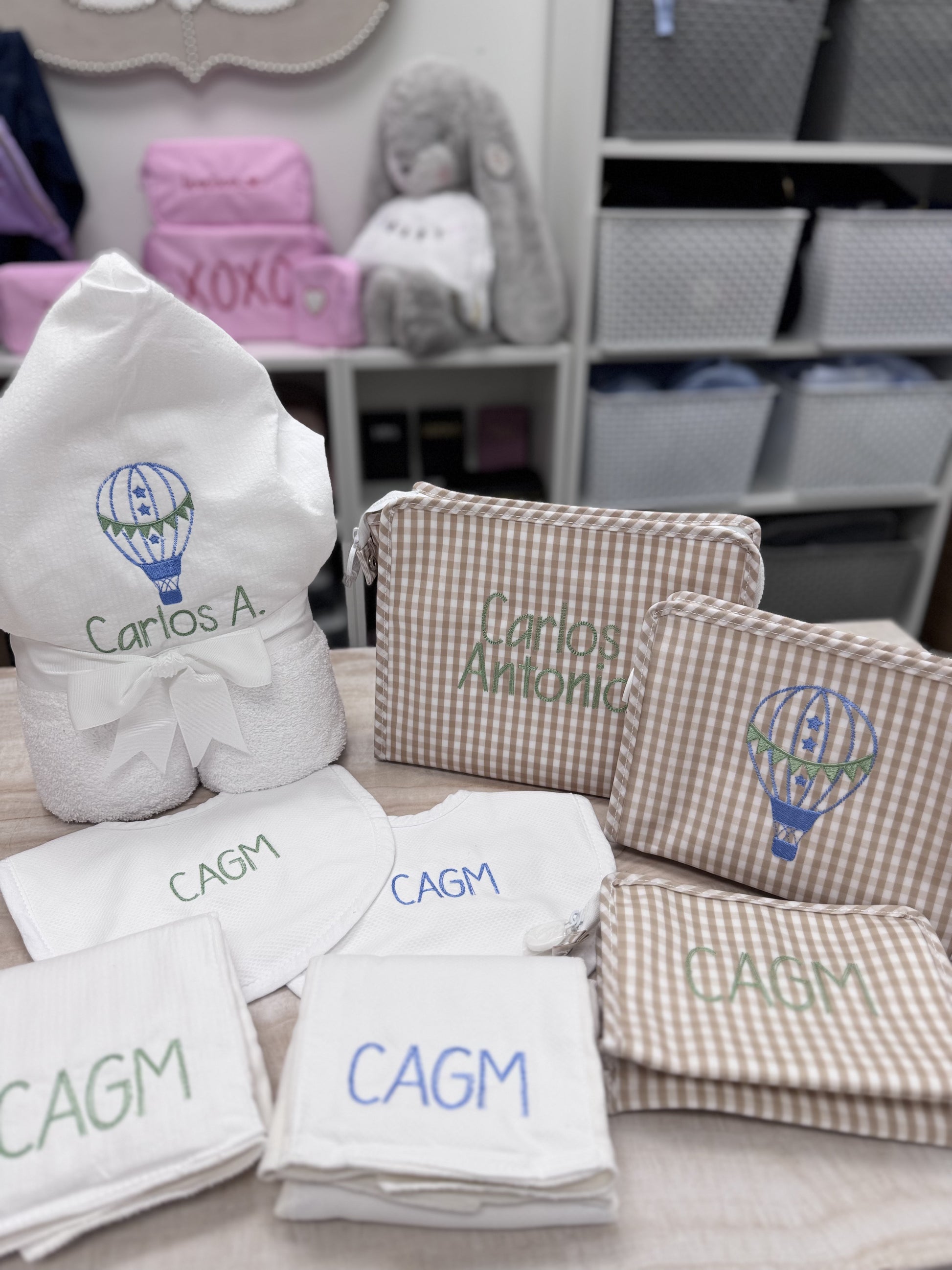 Personalized White Seersucker Stripe Baby Hooded Towel - Give Wink