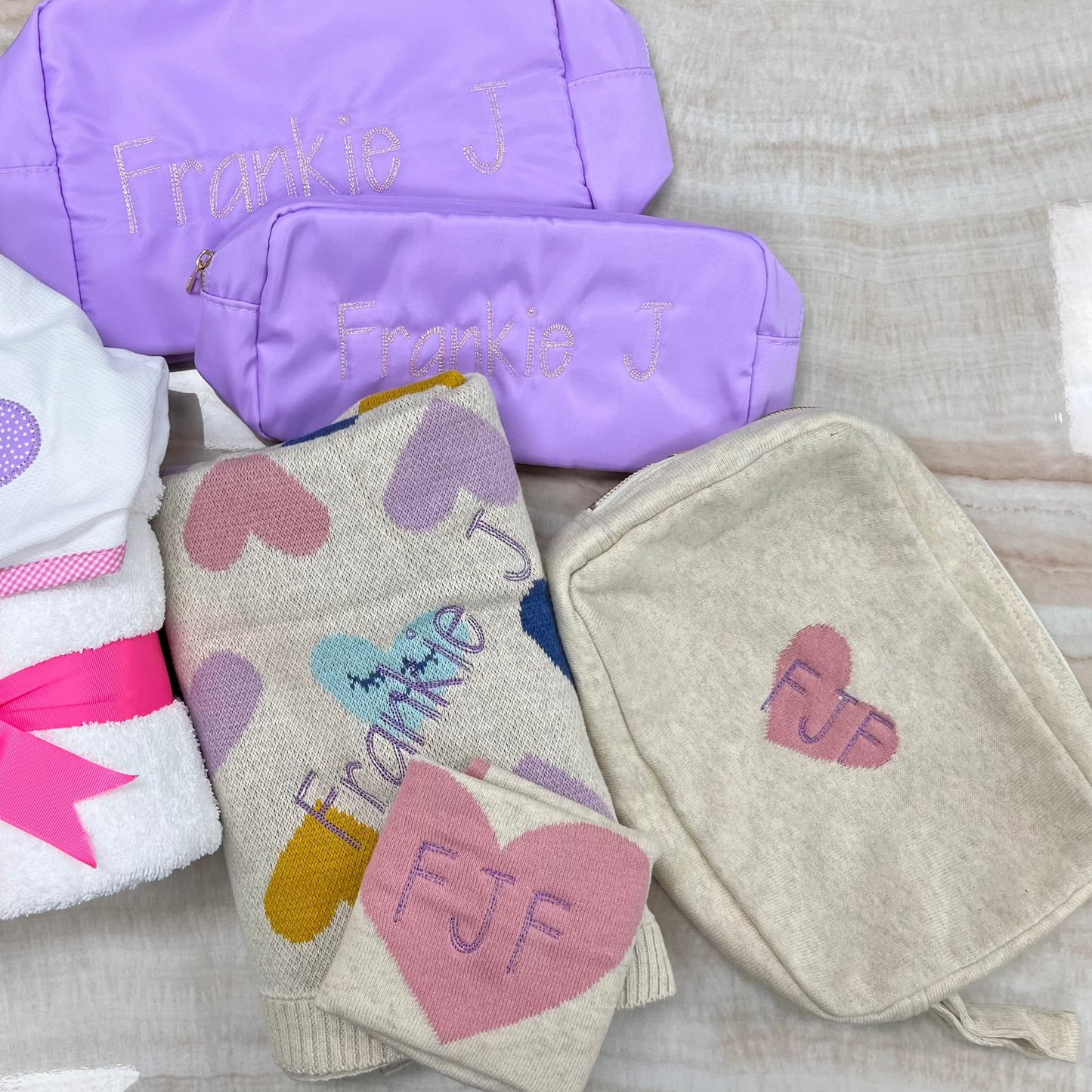 Happy Hearts 3 Piece Knitted Baby Travel Set - Give Wink