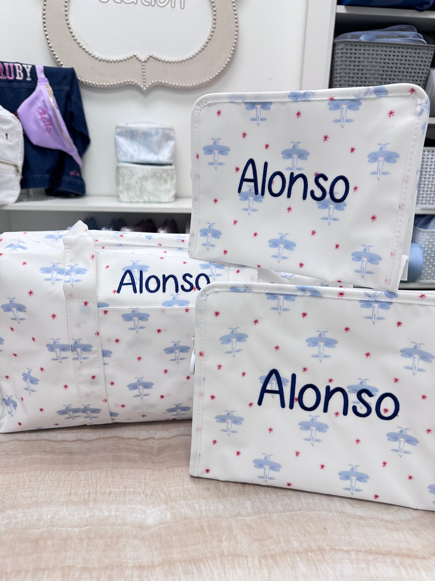 Personalized Nylon Airplane Duffel Weekender - Give Wink