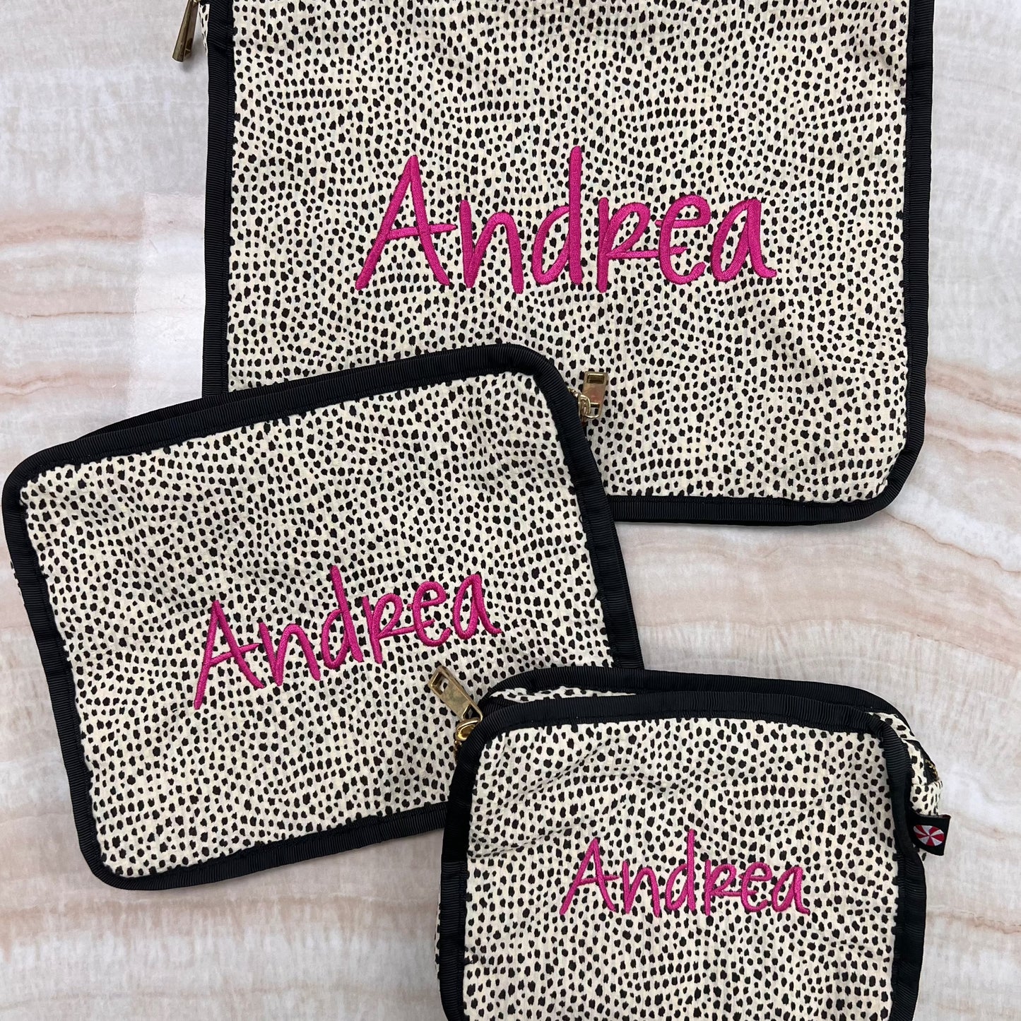 Personalized Seersucker Cheetah Organizing Trio - Give Wink