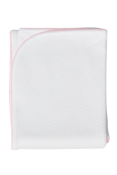 Pima Cotton Milano Receiving Blanket White/Pink - Give Wink