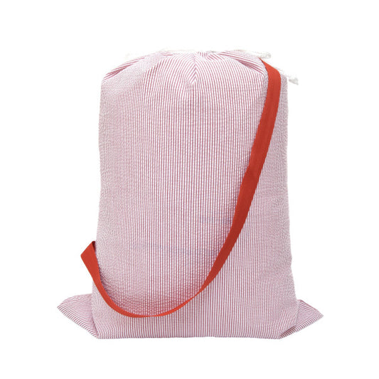 Personalized Seersucker Red Laundry Bag - Give Wink
