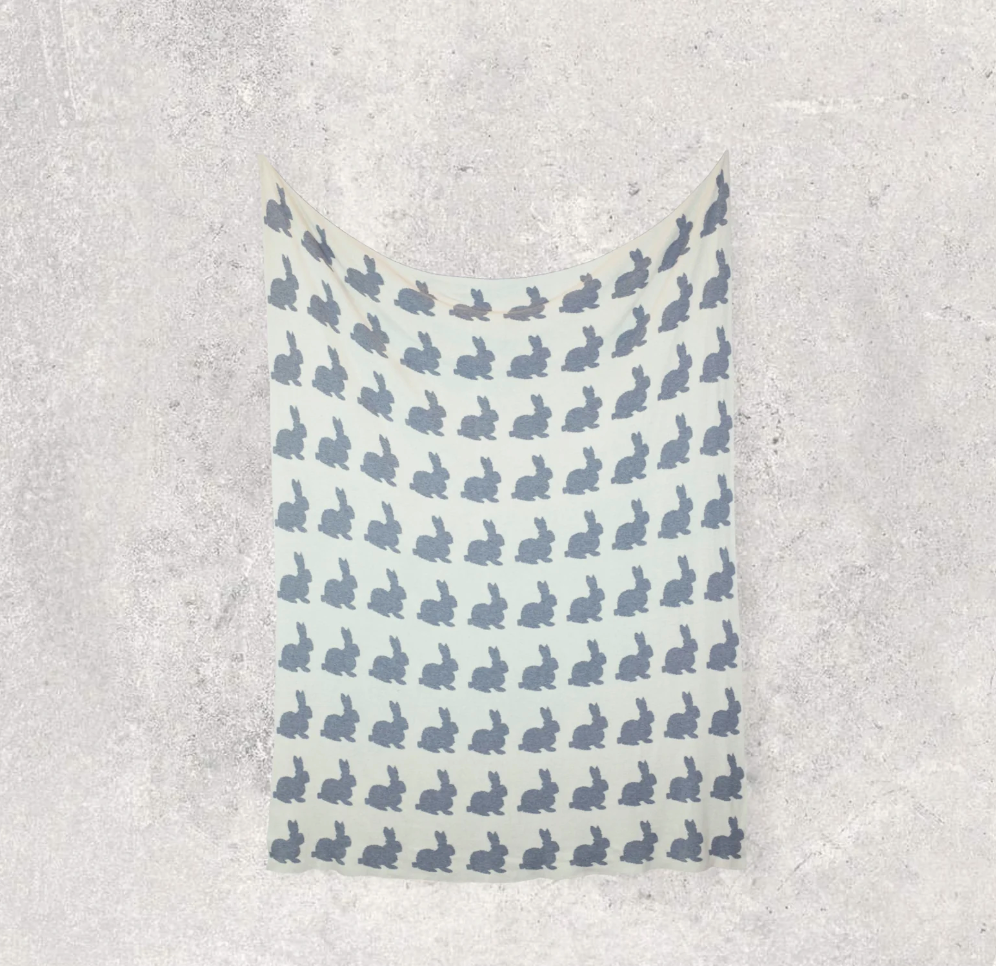 Bunny 3 Piece Knitted Baby Travel Set - Grey / Natural - Give Wink