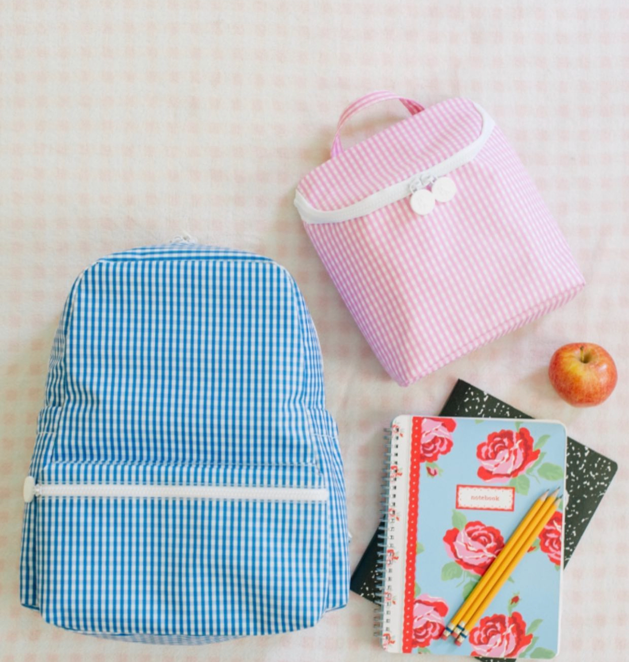 Personalized Nylon Blue Gingham Backpack - Give Wink