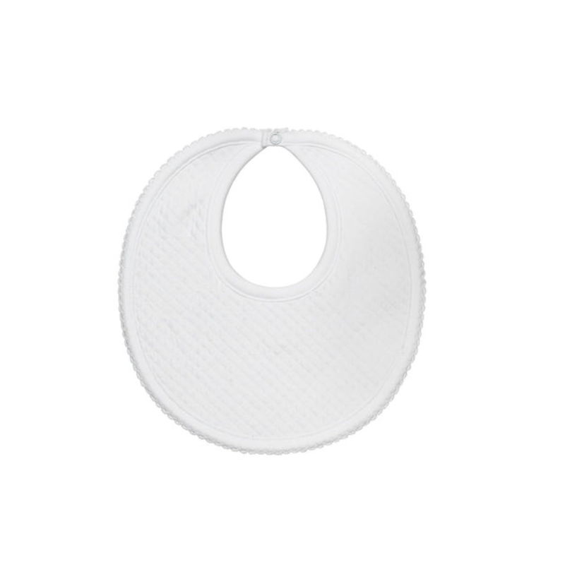 Pima Cotton Milano Baby Bib White/White - Give Wink