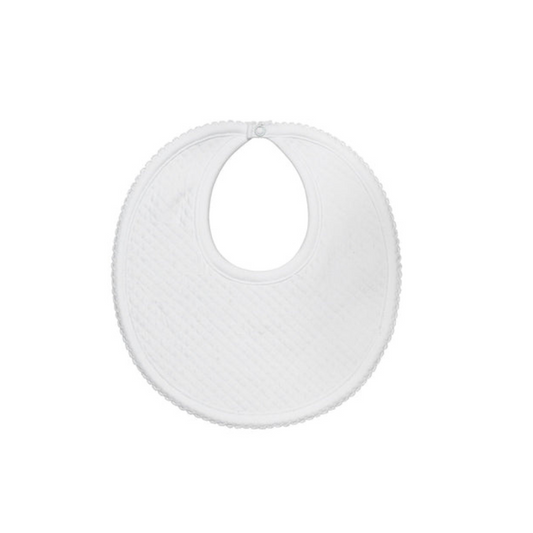 Pima Cotton Milano Baby Bib White/White - Give Wink