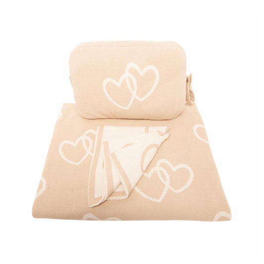 Twin Hearts 3 Piece Baby Knitted Travel Set - Natural / Linen - Give Wink