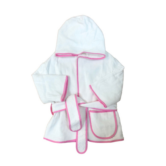 Trim Terry Bath Robe - Hot Pink - Give Wink