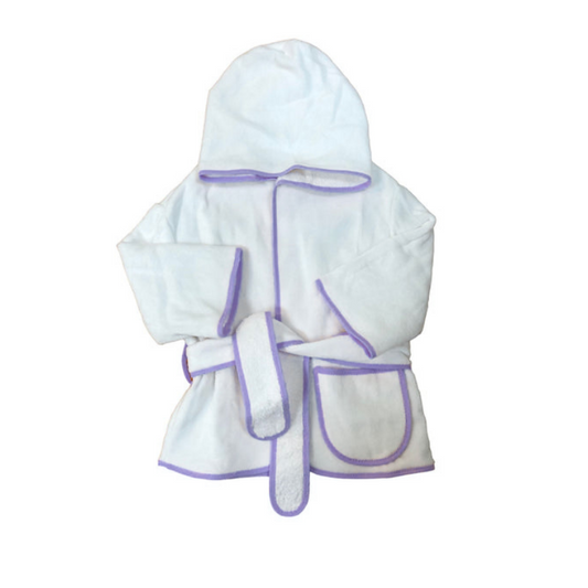 Trim Terry Bath Robe - Purple - Give Wink