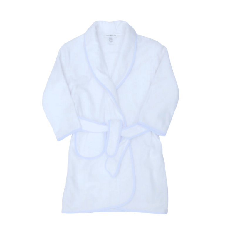 Trim Terry Bath Robe - White - Give Wink