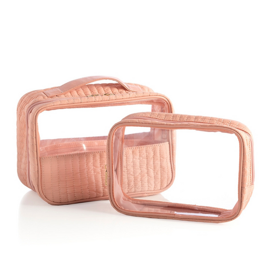 Ezra Set of 2 Clear Cosmetic Case - Blush - Give Wink