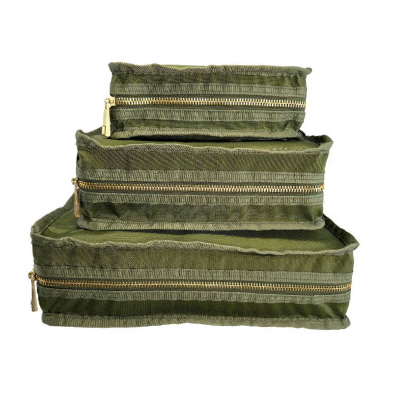 Personalized Nylon Olive Brass Organizing Trio - Give Wink