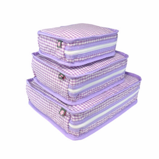 Personalized Gingham Lilac Organizing Trio - Give Wink