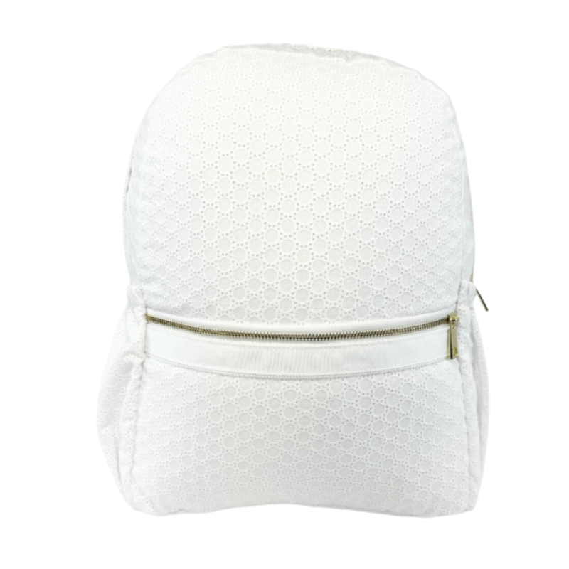 Personalized Eyelet White Large Backpack - Give Wink